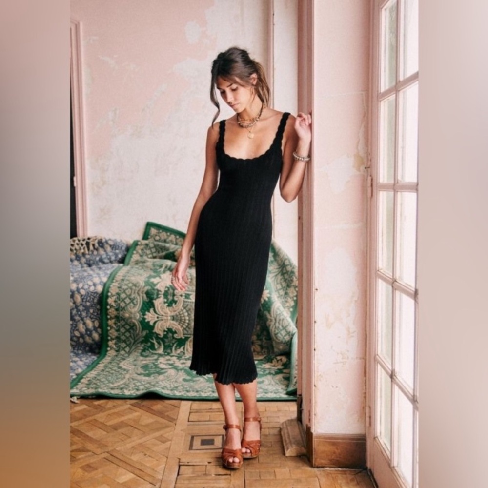 Sezane Scalloped Pointelle Dress